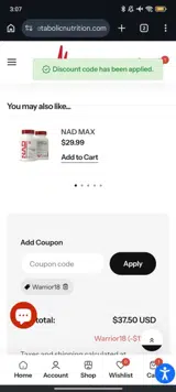Warrior18 coupon verification screenshot