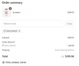 WELCOME20 coupon verification screenshot