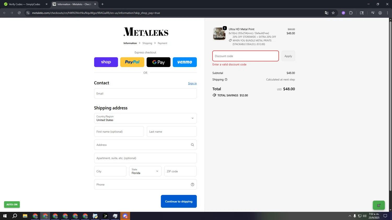 Metaleks promo code screenshot showing code THANKS applied at Metaleks checkout page. Uploaded by SimplyCodes community member aaaaaaaaaaaaaaaa on Sep 25, 2025