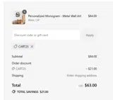 CART25 coupon verification screenshot