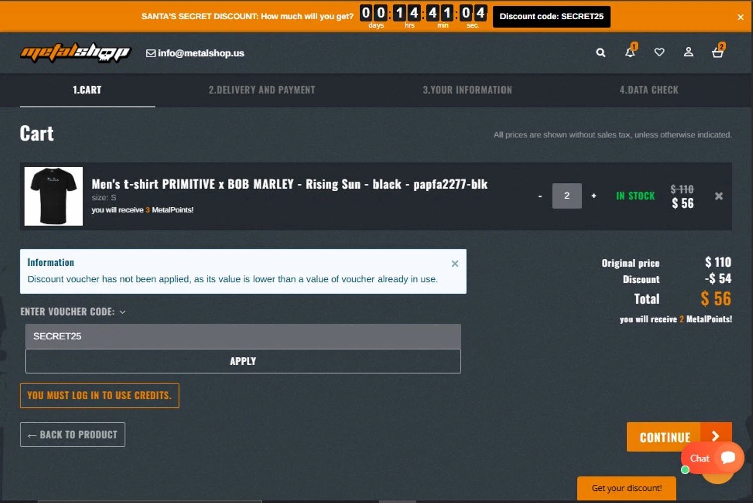 METALSHOP checkout page showing METALSHOP discount code box | Screenshot taken by SimplyCodes community member on Dec 5, 2025