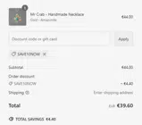 SAVE10NOW coupon verification screenshot