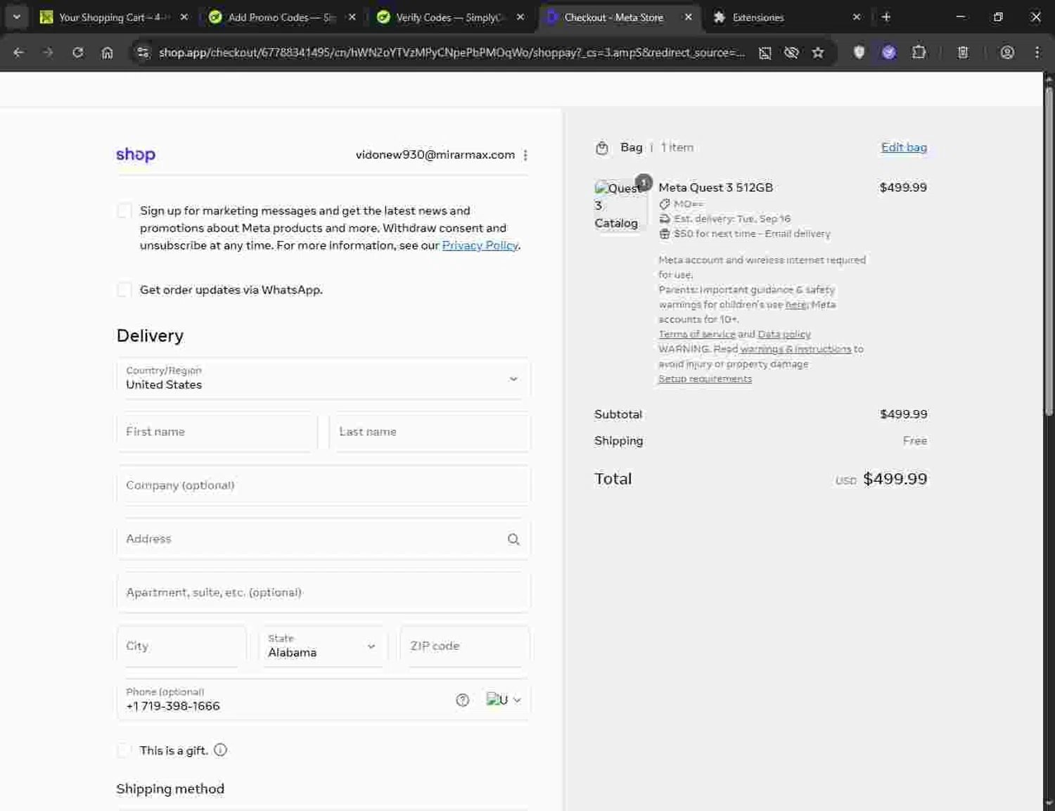 Meta Quest (formerly Oculus) promo code screenshot showing code SUBSTATICA applied at Meta Quest (formerly Oculus) checkout page. Uploaded by SimplyCodes community member Deadpool on Sep 10, 2025