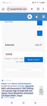 NUNA5 coupon verification screenshot