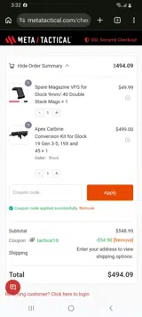 Meta Tactical coupon verification screenshot