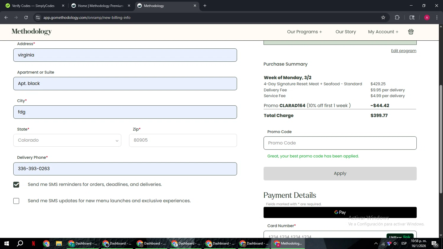 Methodology promo code screenshot showing code GLOW10 applied at Methodology checkout page. Uploaded by SimplyCodes community member BMWGS1200 on Jan 17, 2026