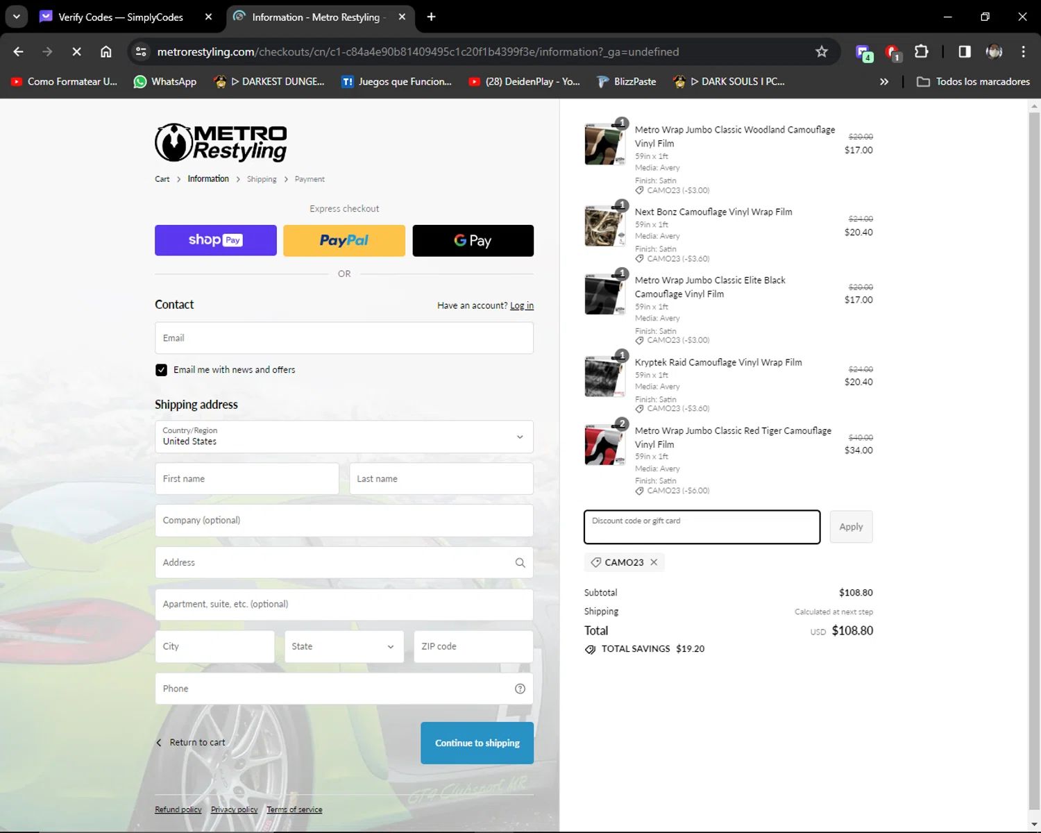 where to use Metrorestyling promo code box