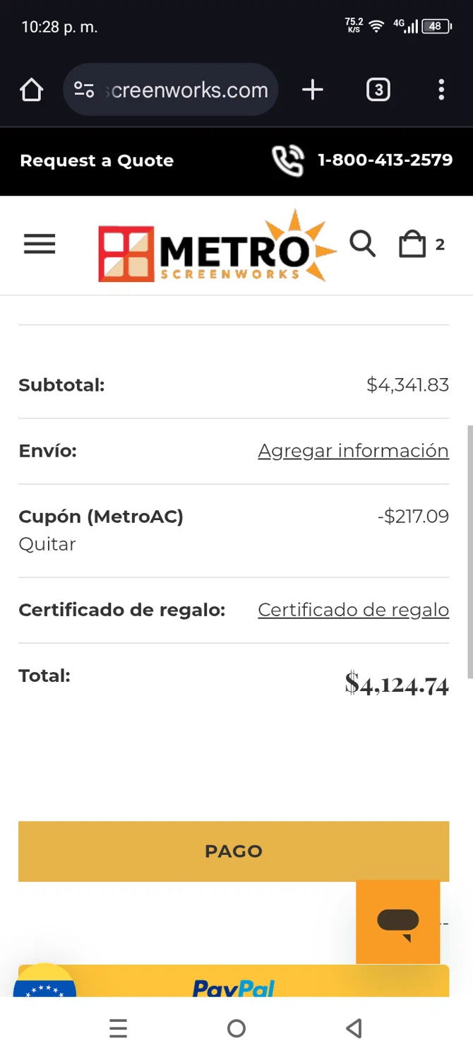 Metro Screenworks coupon code screenshot showing code METROAC applied at Metro Screenworks checkout page. Uploaded by SimplyCodes community member Mdeoca on May 10, 2025