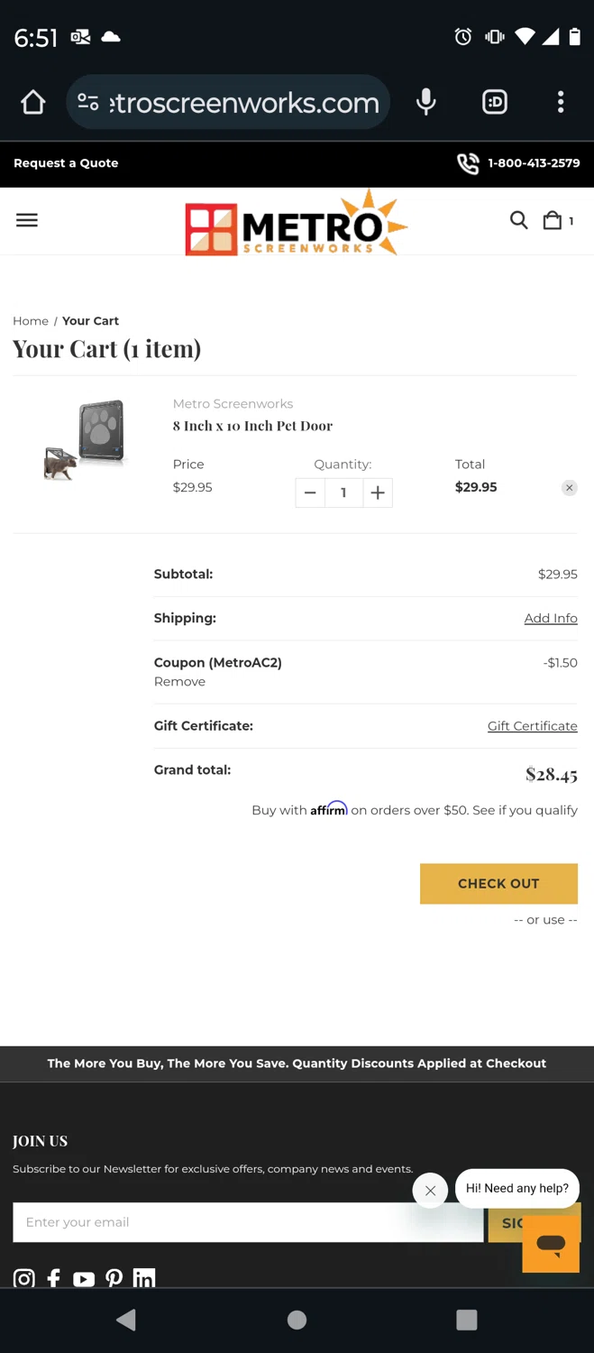 where to use Metro Screenworks promo code box