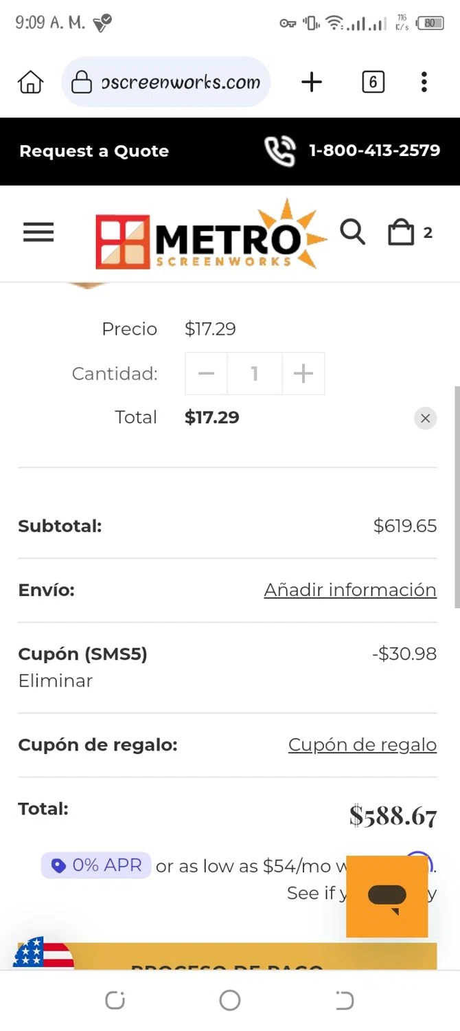 Metro Screenworks coupon code screenshot showing code SMS5 applied at Metro Screenworks checkout page. Uploaded by SimplyCodes community member Jhoan06 on Aug 16, 2025