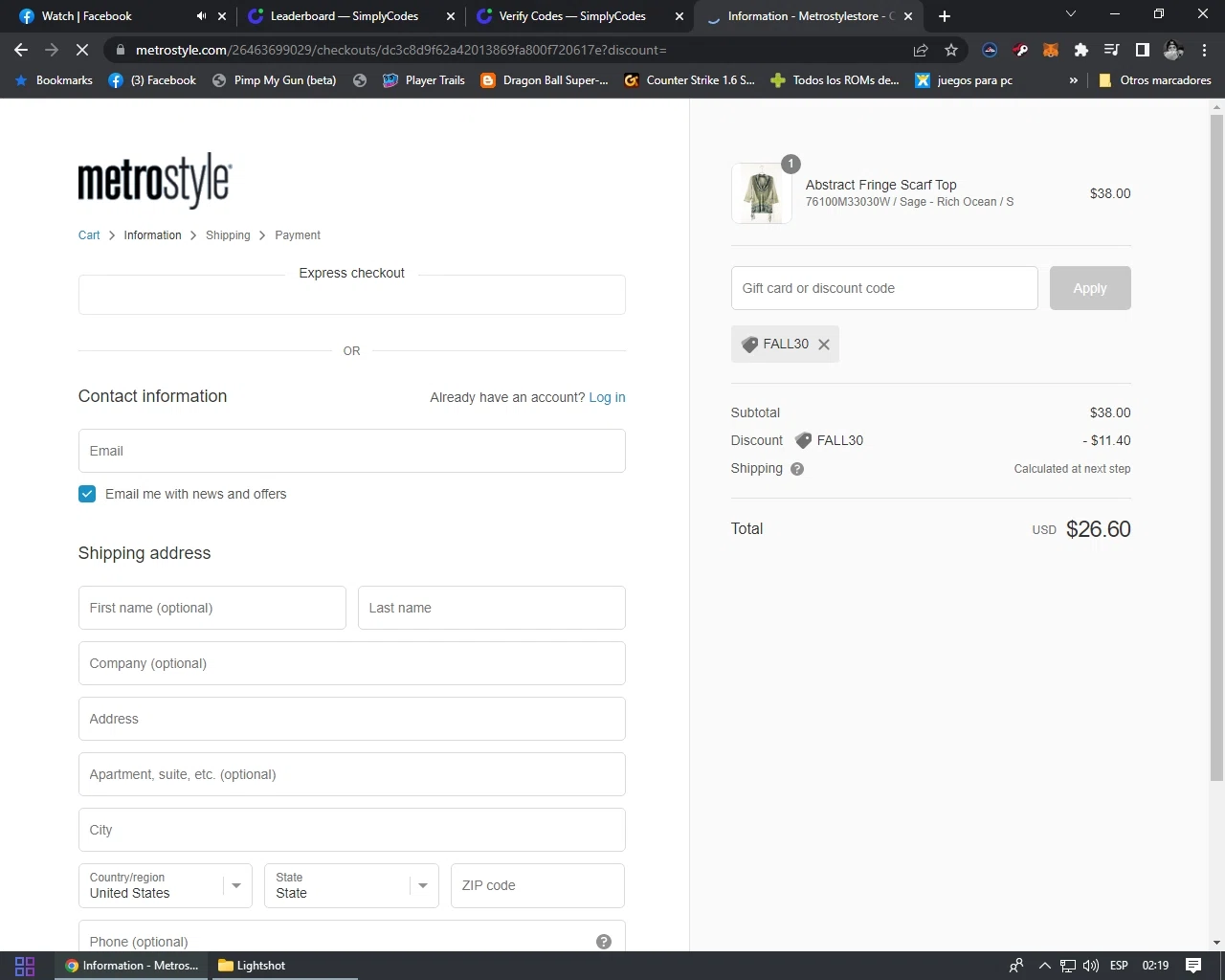 Metrostyle checkout page showing Metrostyle promo code box | Screenshot taken by SimplyCodes community member on Apr 11, 2022