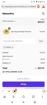 LAYLA coupon verification screenshot