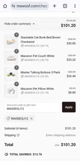 MAISIEOLI12 coupon verification screenshot
