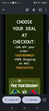 TOUCHDOWN20 coupon verification screenshot