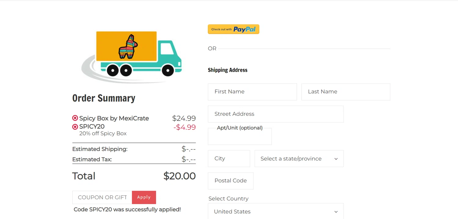where to use MexiCrate promo code box