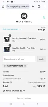 Resinvibesbymb10 coupon verification screenshot