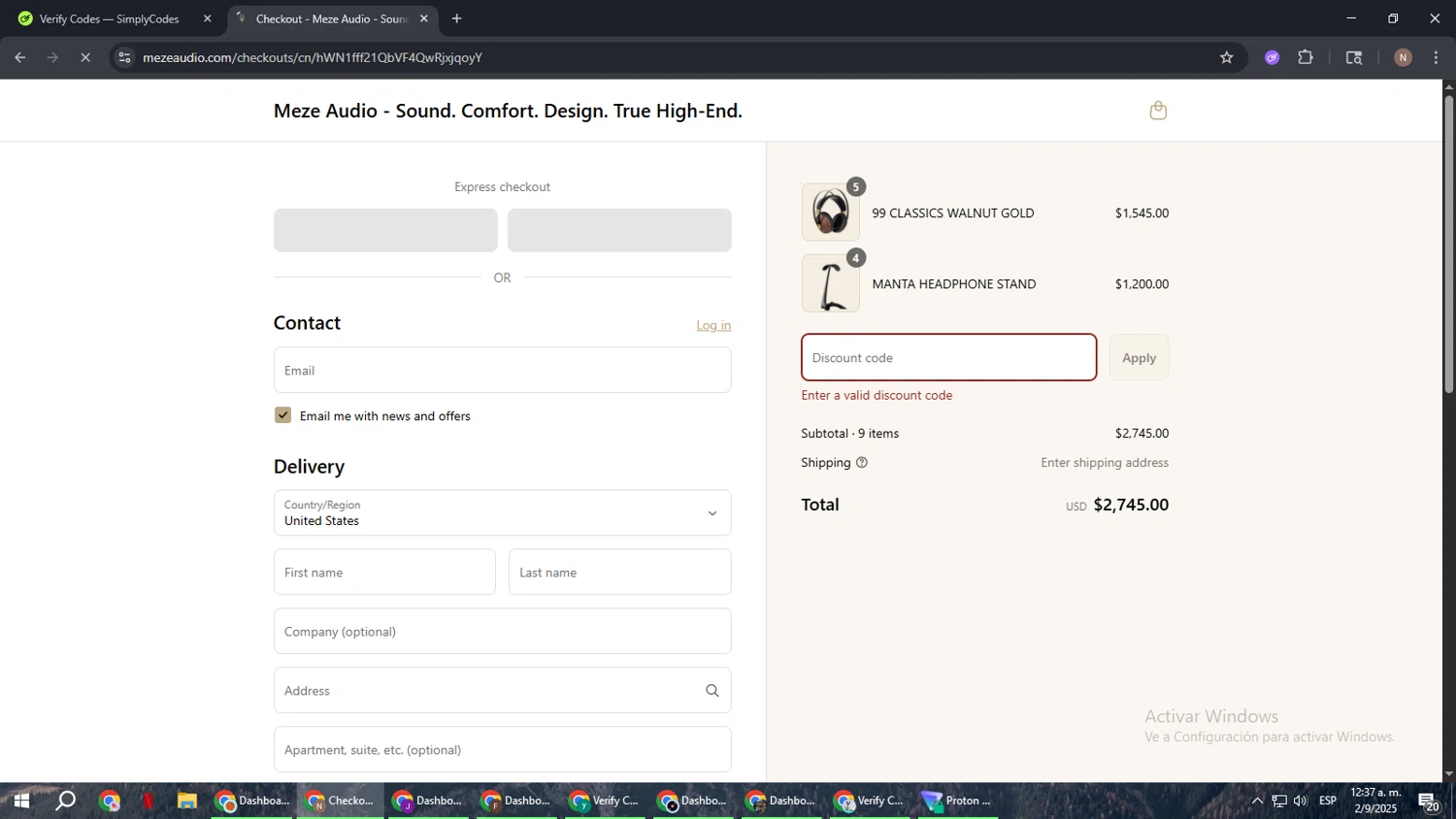 Meze Audio discount code screenshot showing code Audio20 applied at Meze Audio checkout page. Uploaded by SimplyCodes community member DiscountPioneer2554 on Sep 2, 2025