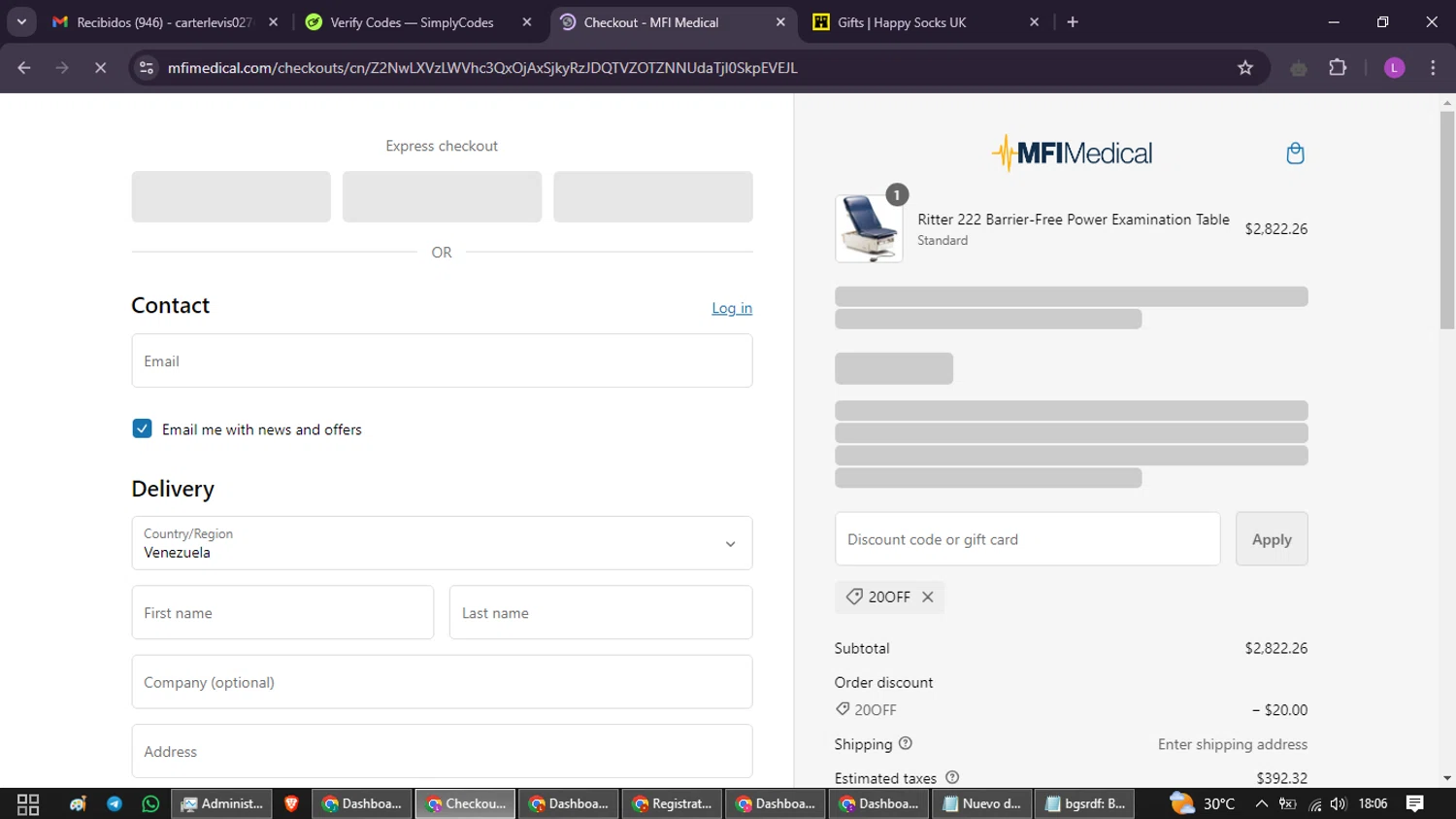 where to use MFI Medical Equipment promo code box