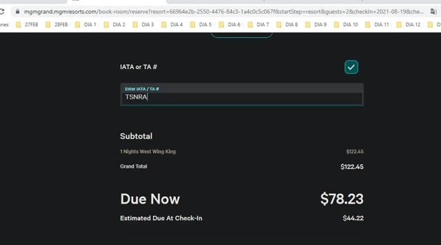 MGM Grand checkout page showing MGM Grand promo code box | Screenshot taken by SimplyCodes community member on Dec 22, 2021