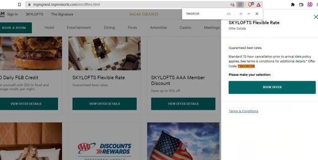 MGM Grand checkout page showing MGM Grand promo code box | Screenshot taken by SimplyCodes community member on Mar 17, 2022