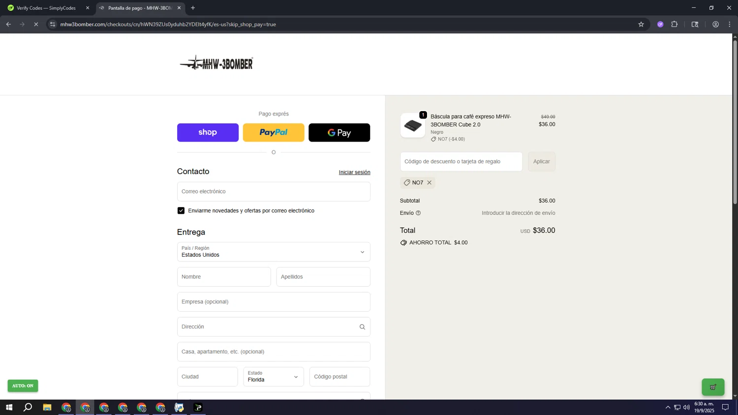 MHW-3BOMBER discount code screenshot showing code No7 applied at MHW-3BOMBER checkout page. Uploaded by SimplyCodes community member ooooooooooooooooooo on Sep 19, 2025
