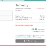 GOV20 coupon verification screenshot