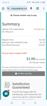 CHAOS20 coupon verification screenshot