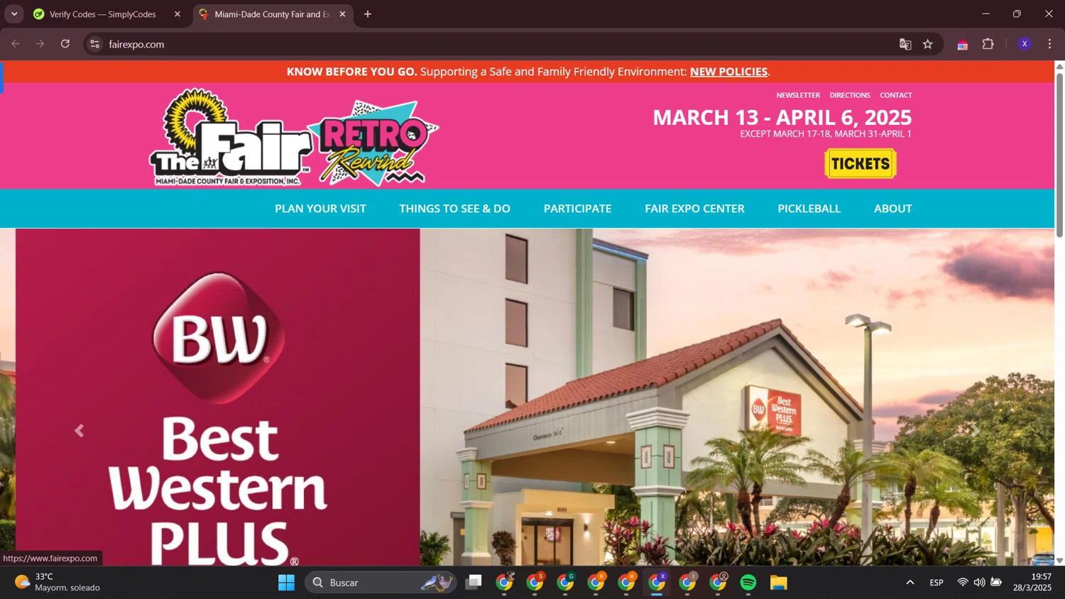 Miami-Dade County Fair and Exposition promo code screenshot showing code EASTER applied at Miami-Dade County Fair and Exposition checkout page. Uploaded by SimplyCodes community member LewisHamilton on Mar 28, 2025