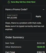 Miami Dolphins coupon verification screenshot