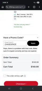 CHASEXPAZE coupon verification screenshot