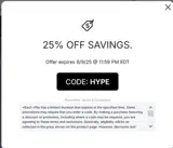 HYPE coupon verification screenshot
