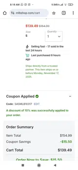 Miami Marlins coupon verification screenshot