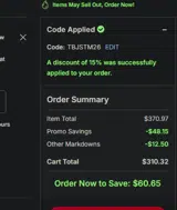 TBJSTM26 coupon verification screenshot