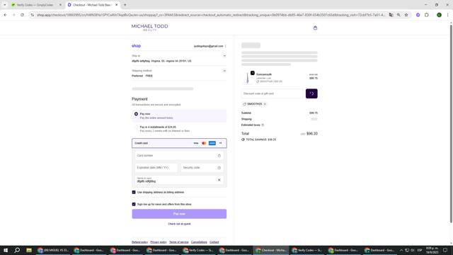 Michael Todd Cosmetics checkout page showing Michael Todd Cosmetics promo code box | Screenshot taken by SimplyCodes community member on Sep 19, 2025