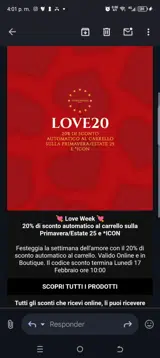 Love20 coupon verification screenshot