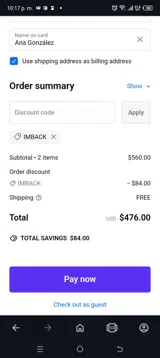 Imback coupon verification screenshot