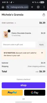 B1G1MATCHA coupon verification screenshot