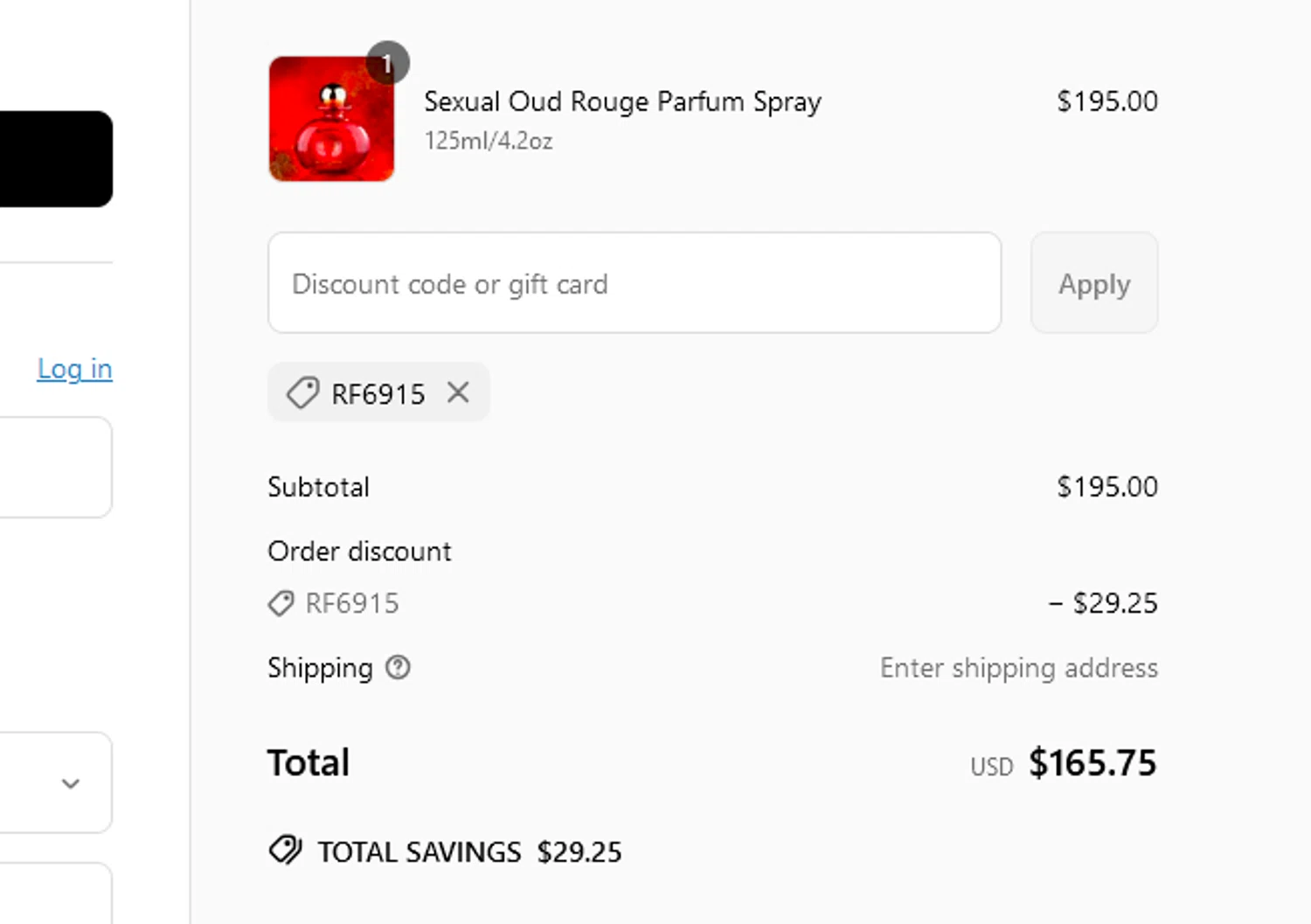 Michel Germain promo code screenshot showing code RF6915 applied at Michel Germain checkout page. Uploaded by SimplyCodes community member BLUEBLASTOISE on Mar 25, 2025