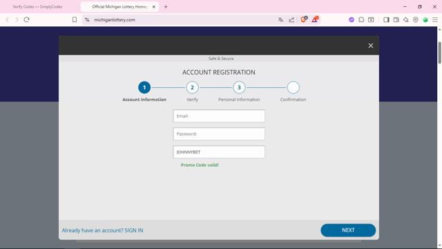 Michigan Lottery checkout page showing Michigan Lottery promo code box | Screenshot taken by SimplyCodes community member on Aug 24, 2025