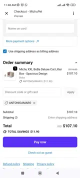 MichuPet coupon verification screenshot