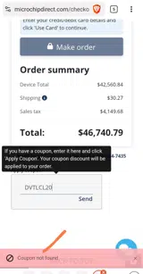 DVTLCL20 coupon verification screenshot