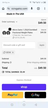 Micro Gainz coupon verification screenshot