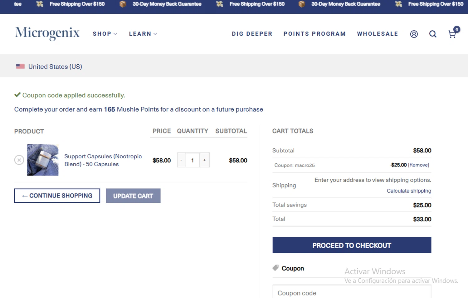 Microgenix coupon code screenshot showing code MACRO25 applied at Microgenix checkout page. Uploaded by SimplyCodes community member Gary_23 on Oct 7, 2025