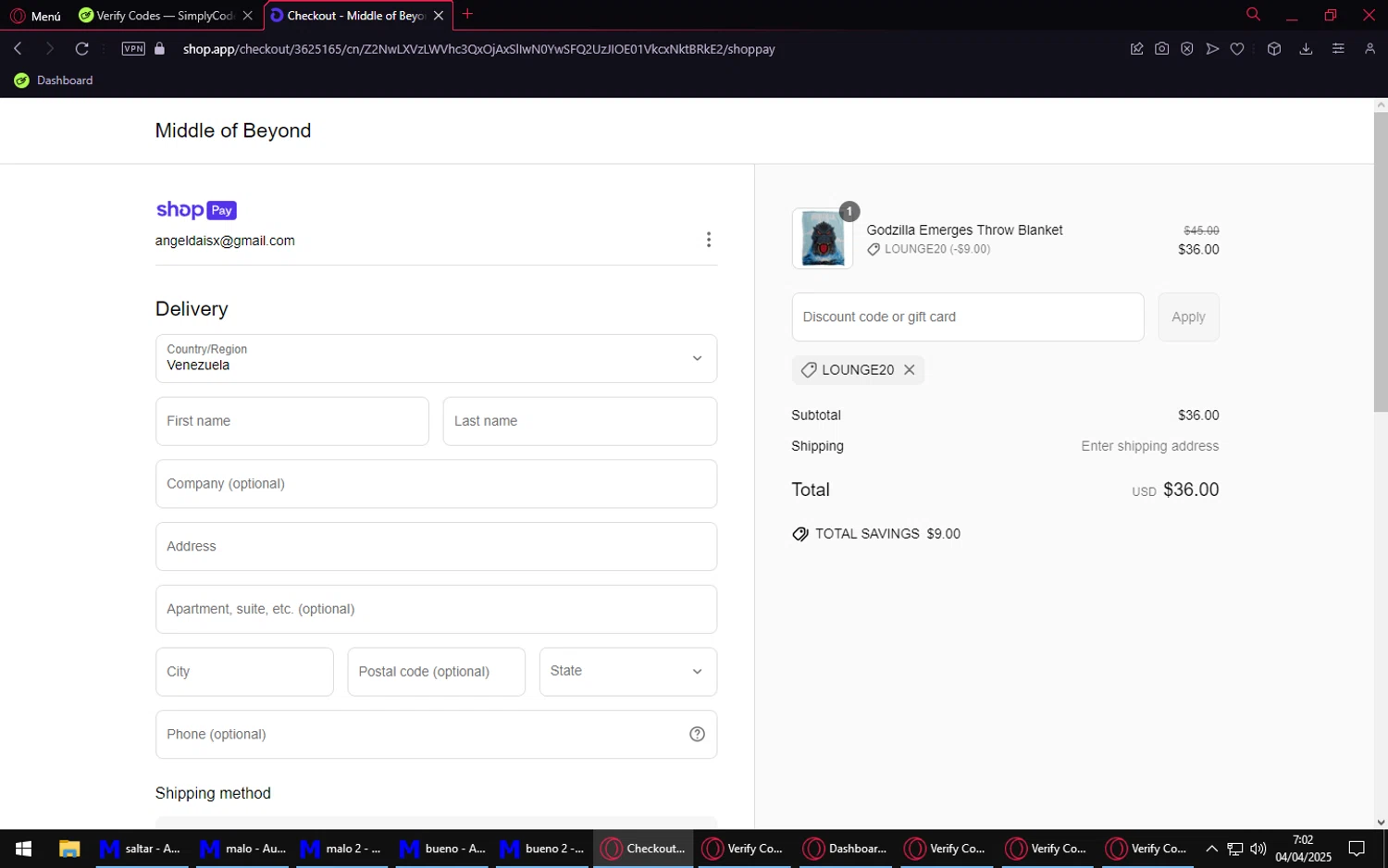Middle of Beyond checkout page showing Middle of Beyond discount code box | Screenshot taken by SimplyCodes community member on Apr 4, 2025