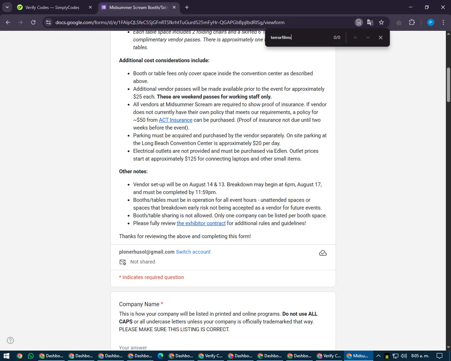 Midsummer Scream coupon code screenshot showing code terrorfilms applied at Midsummer Scream checkout page. Uploaded by SimplyCodes community member juiceWRLD on Apr 8, 2025