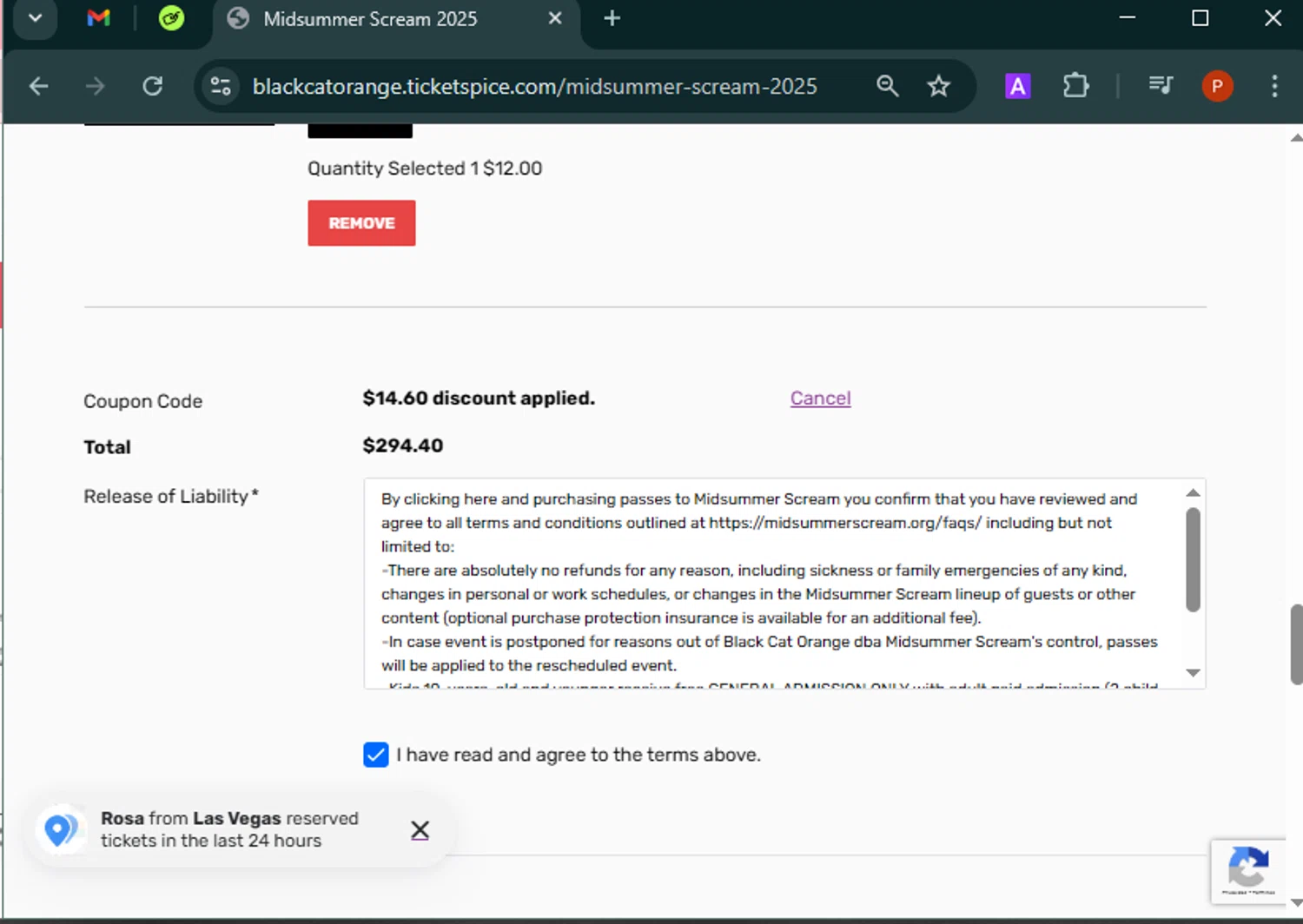 Midsummer Scream coupon code screenshot showing code KREEPSVILLE applied at Midsummer Scream checkout page. Uploaded by SimplyCodes community member Isabelle_adjanichamber on Mar 21, 2025