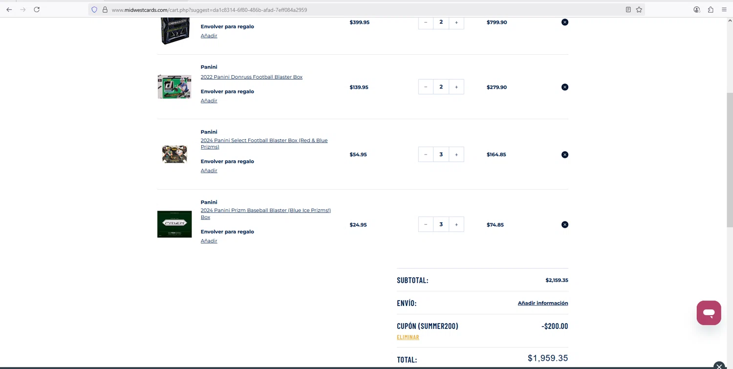Midwest Cards checkout page showing Midwest Cards coupon code box | Screenshot taken by SimplyCodes community member on Jul 26, 2025