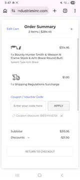 Midwest Industries Inc coupon verification screenshot