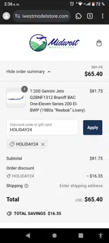 The Flying Shop coupon verification screenshot