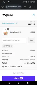 Mifland coupon verification screenshot